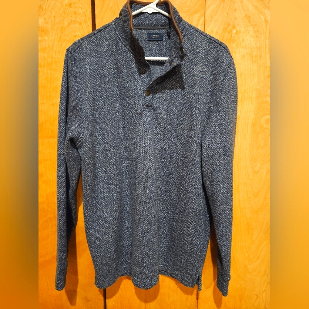 Blue Arrow Herringbone Pullover Sweater